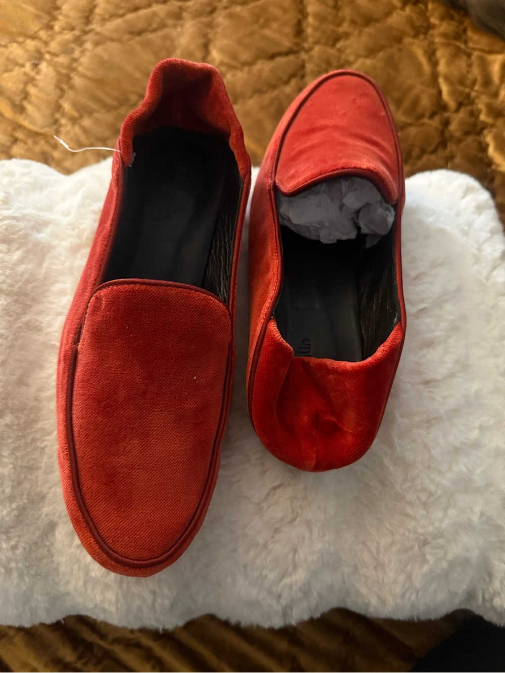 J. McLaughlin burnt Orange Velvet Slip-On Flats